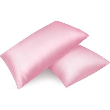 Lot 2 taie Oreiller 100% Satin Soyeux 50x70 Rose (1/5)
