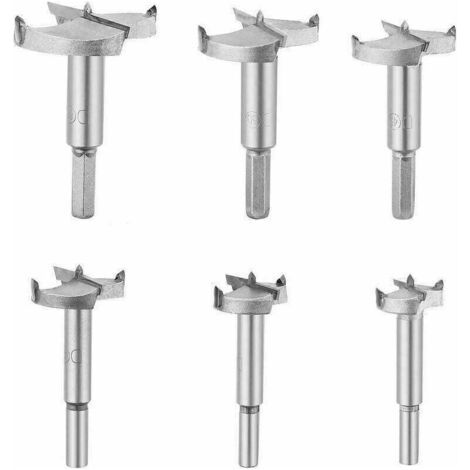 6 Pièces Mèches Bois Forstner, Fraise Bois Carbure Diametre 30/35/40/45/50/60mm, Pour Faconner Trou Travail du Bois, L'installation de Portes Sphériques Bois, Tiroirs, Plastique , (1/5)