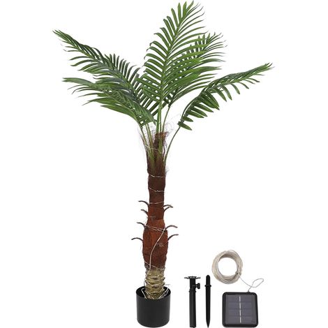 Palmier lumineux LED solaire 90cm 3FT, arbre artificiel lumineux pour terrasse, piscine, fête hawaïenne, jungle, bar, bord de mer, cour (1/5)