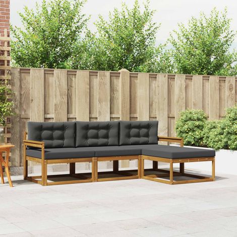 Outdoor-Sofagarnitur mit Kissen 4 pcs Natur und Anthrazit (1/5)