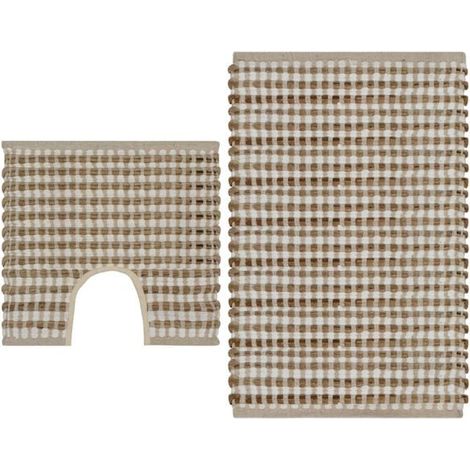 Tapis de bain blanc naturel tissé à la main (1/5)