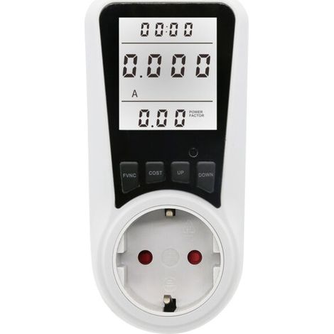 Prise Compteur d'Énergie Type F - Mesure Consommation Électricité 3680W 16A, Écran LCD Rétroéclairé (1/5)