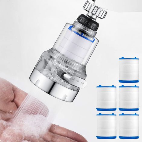 Leitungswasserfilter, 360° drehbarer Filter, Wasserreiniger für Küchen- und Badezimmerarmaturen, 3 Betriebsmodi