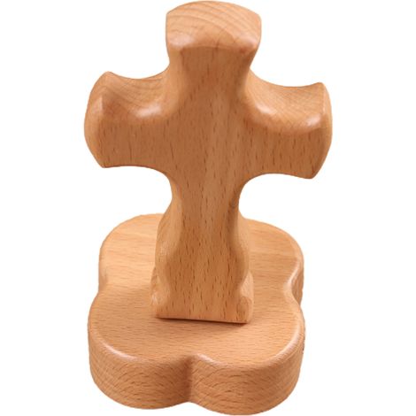 Cruz religiosa de madera con puntos en forma de crucifijo y decoración magnética, ideal como regalo o para la decoración del hogar. (1/5)