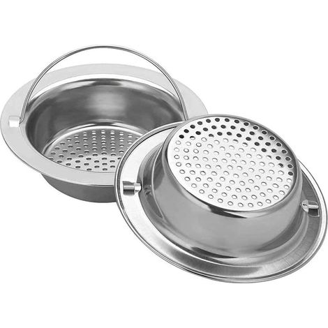 Passoire d'évier de cuisine, panier, bouchon, couvercle, filtre, filet, acier inoxydable, lot de 2, récupérateur de déchets alimentaires (1/5)