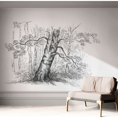 Carta da parati autoadesiva - impermeabile - murale da parete - decorazione murale - Albero della foresta 312x219 cm (1/5)