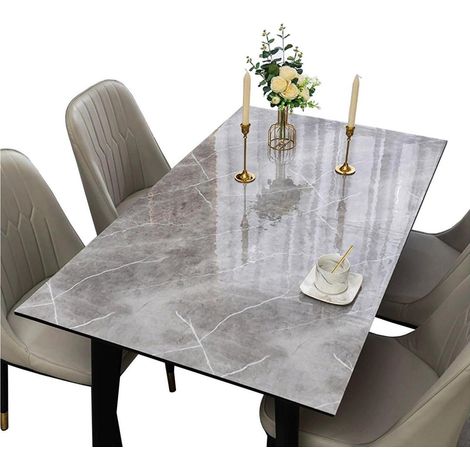 Nappe en PVC aspect marbre 80x80cm Gris Imperméable & Résistant à la chaleur