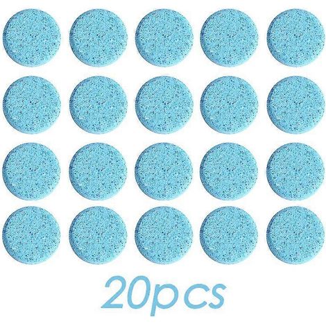 Comprimés effervescents pour le nettoyage de voiture, nettoyant pare-brise solide, agent lave-glace universel pour la maison, les toilettes et les vitres de voiture, dépoussiérant (20 unités). (1/5)