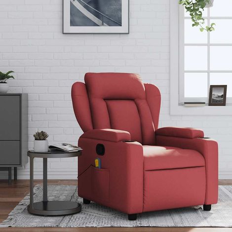 Fauteuil de massage inclinable, Fauteuil de relaxation, Fauteuil de salon Rouge bordeaux Similicuir FVBB55382 MaiosnChic (1/5)