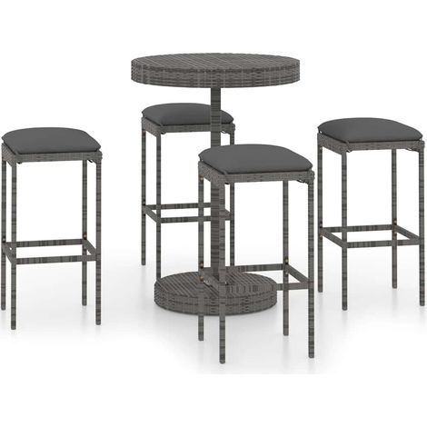 vidaXL Set da Bar da Giardino 5 pz con Cuscini in Polyrattan (1/5)