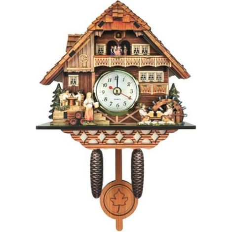 Horloge murale à coucou en bois massif - - Vintage - Multicolore - Rectangulaire (1/4)