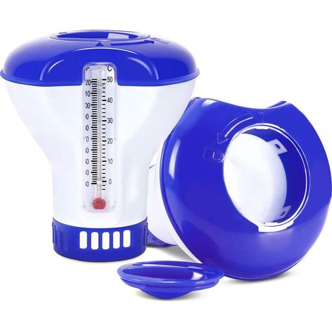 Schwimmender Chlordosierer – 5 cm – mit Thermometer und einstellbarer Belüftung – für Schwimmbäder, Whirlpools und Spas – 2 Stück (1/5)
