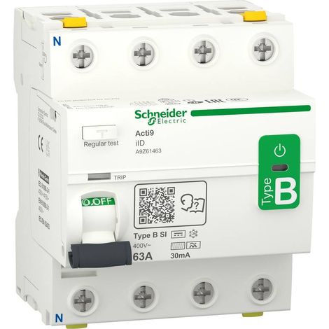Schneider Electric A9Z61463 Interruttore differenziale di sicurezza universale sensibile alla corrente B 63 A 0.03 A