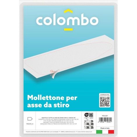 Colombo New Scal MOL001 Mollettone Imbottitura per Asse da Stiro 140x45 cm Feltro in Cotone 600 g-m² colore Bianco