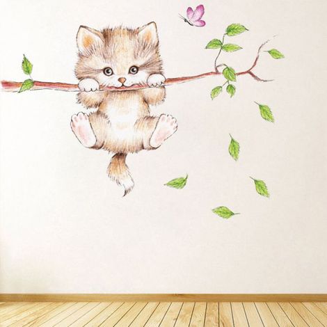 Stickers muraux enfants forêt animaux branches fleurs auto-adhésifs 25x70cm 0.055kg (1/5)