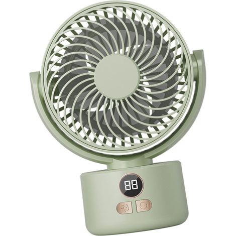 Ventilateur de camping avec batterie 3600 mAh, affichage numérique de la température et fonction de refroidissement.