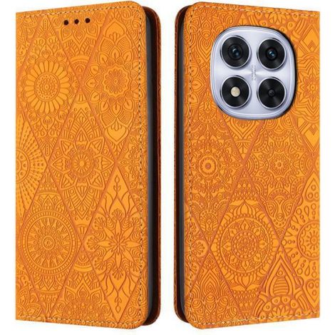 Pour Xiaomi Redmi Note 14 Pro 5G Housse Fermeture magnétique invisible PU Cuir Portefeuille Étui à rabat avec Support - Jaune (1/5)