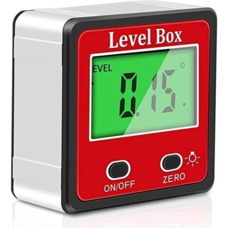 Niveau numérique à double bouton avec éclairage LED, inclinomètre et rapporteur d’angle magnétique pour mesurer la pente – Précis, portable et adapté aux travaux de bricolage, construction et menuiser