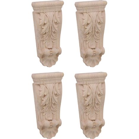 10x4.5x1.7cm Style Européen Meubles En Bois Sculpté Onlay Artisanat pour La Maison Restaurant Porte Décoration Pack of 4 (1/5)