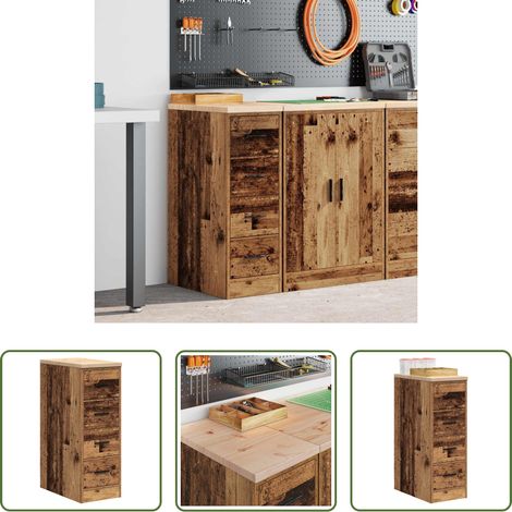 Werkzeugschrank - Garagen-Aufbewahrungsschrank Altholz-Optik Massivholz Kiefer (1/5)