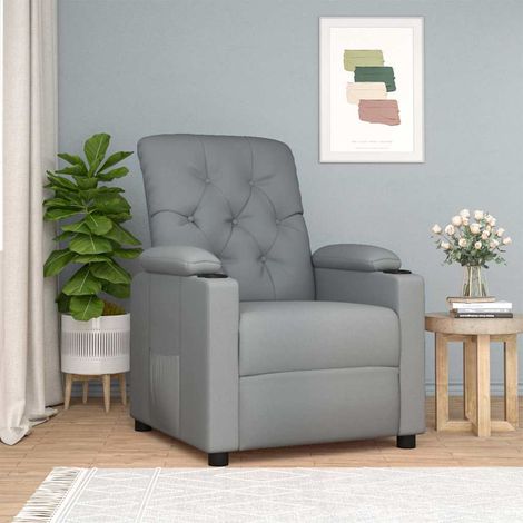 vidaXL Sillón reclinable de tela gris claro (1/5)
