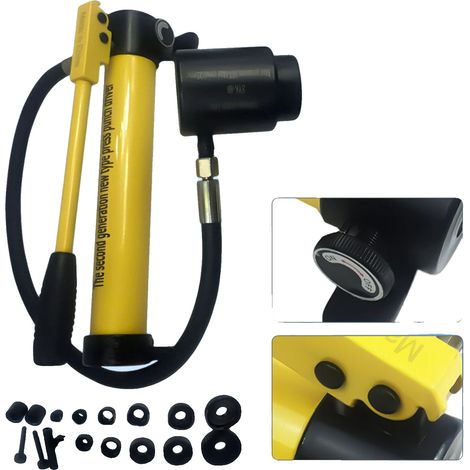 Kit de poinçon hydraulique, capacité de 8 tonnes, 6 tailles de matrices compatibles, fonctionnement manuel, fer doux jusqu'à 3 mm, acier inoxydable jusqu'à 1,2 mm (1/5)