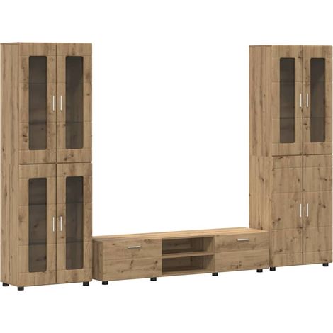 Ensemble meuble TV FLORIN Chêne artisanal Bois d'ingénierie