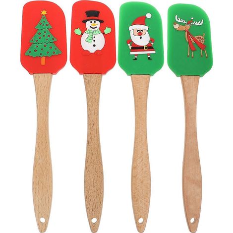 ustensiles de pâtisserie de Noël en silicone, racloirs à crème pour gâteaux (couleurs assorties)-25X5X1CM