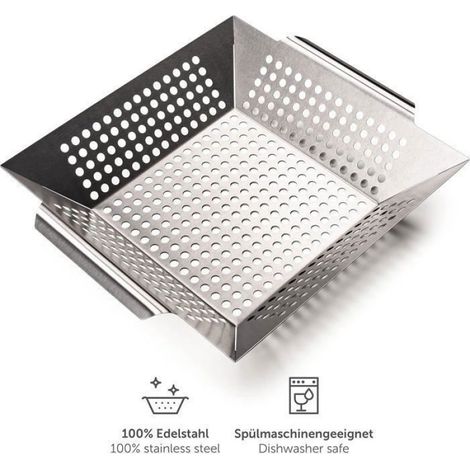 Bol à Barbecue 100% Acier Inoxydable – pour Les légumes grillés, Convient à Tous Les Types de Barbecue, 29,5 x 29,5 x 6 cm (Large) (1/4)