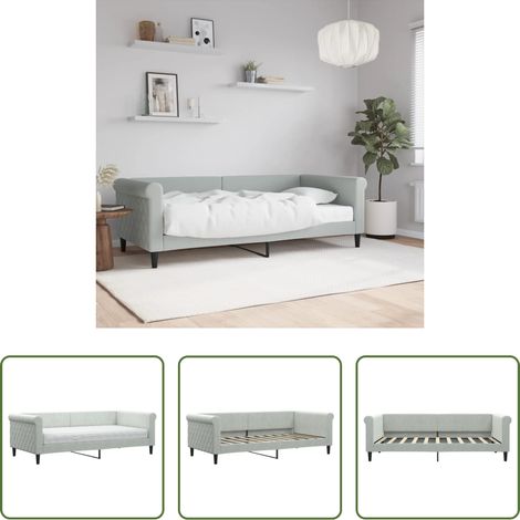 vidaXL Sofa mit Matratze - Tagesbett mit Matratze Hellgrau 90x190 cm Samt (1/5)