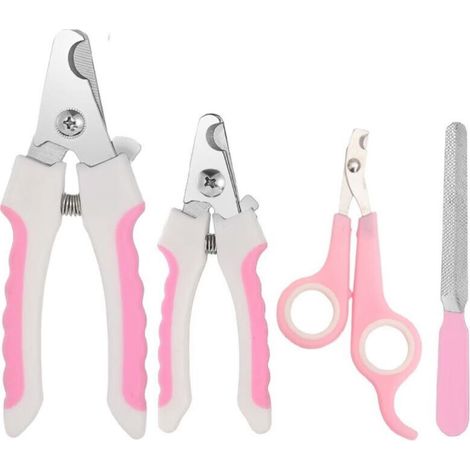 [JAMAIS UTILISÉ] Coupe-ongles rose pour animaux de compagnie, avec 4 pinces et un verrou de sécurité pour éviter de couper trop court. Coupe-ongles professionnel.