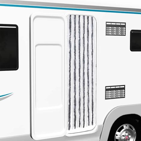 Cortina mosquitera de chenilla gris y blanca 56x185 cm