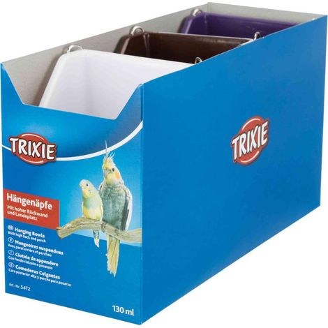 une mangeoire suspendue avec support métal, contenance 130 ml 8 x 7 cm pour oiseau - Trixie (1/5)
