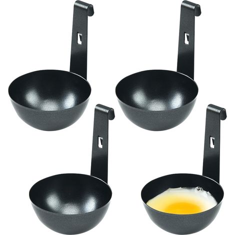 Cuiseur à œufs suspendu JeiibrZui - Cuiseur à œufs pochés en acier inoxydable avec crochets - 7,2 cm - Lot de 4 - Argenté (1/5)