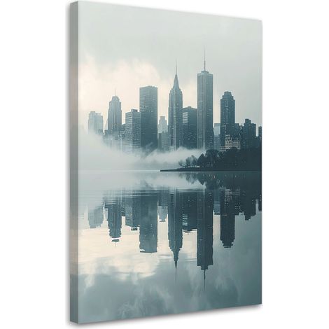 Stampe su Tela, Edifici moderni Città nella nebbia, 20x30 (1/5)