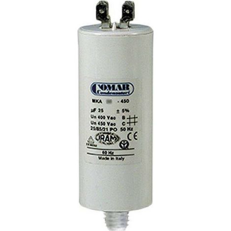 Condensatore di avviamento MKA 7uF 5% 450V Ø3,4x7cm con picchetto M8 e doppio faston Konek (1/2)