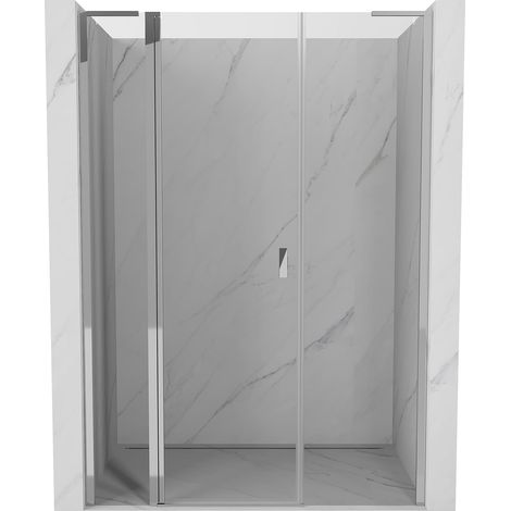 Mexen Mist L puerta de ducha abatible 140 cm, transparente, cromo - 8A4L-140-001-01-00 (1/5)