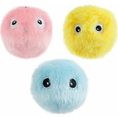 Lot de 3 balles en peluche pour chat, sons d'oiseaux, grenouilles, grillons – DELKEVIC (1/4)