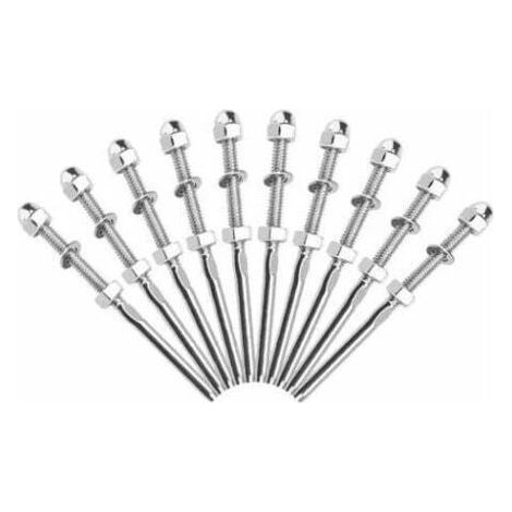 Stainless Steel Cable Fitting for Rigging Cap Nut Straight Bar Railing Cable Fittings-1/8,10pcs (1/4)