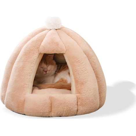 Haustierhöhlenbett, waschbares Kissen, weicher Stoff, warmes Inneres, für Katzen und Hunde (1/5)