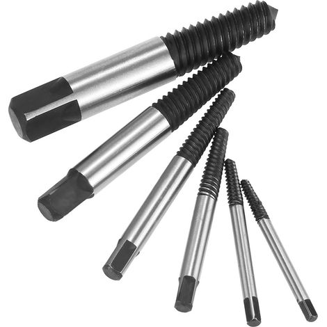 6-teiliges Schraubenausdreher-Set, leicht zu entfernendes Bohrer-Set aus legiertem Stahl für abgebrochene Bolzen, Gewindebolzen und Schrauben