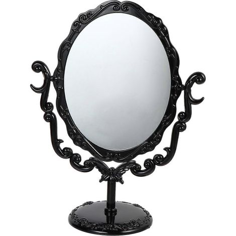 Miroir de maquillage vintage de bureau rotatif, miroir cosmétique rétro (noir)-24X20cm-Black