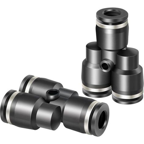 Séparateur en Y pneumatique Lot de 10 Plastique noir Raccord rapide 4 mm Pour air comprimé Di (1/5)
