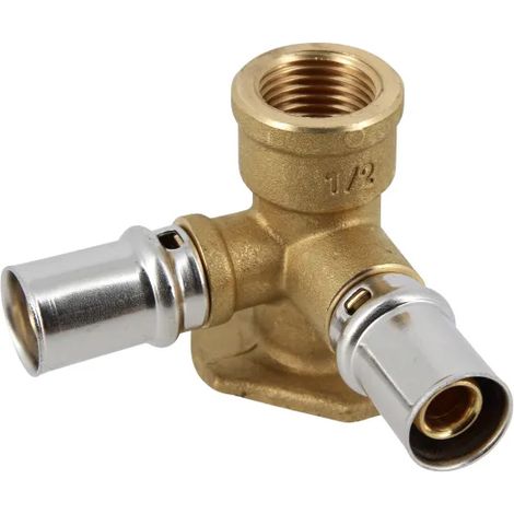 Coude applique double à sertir femelle à visser 15/21 tube multicouche Ø 16 mm - NICOLL