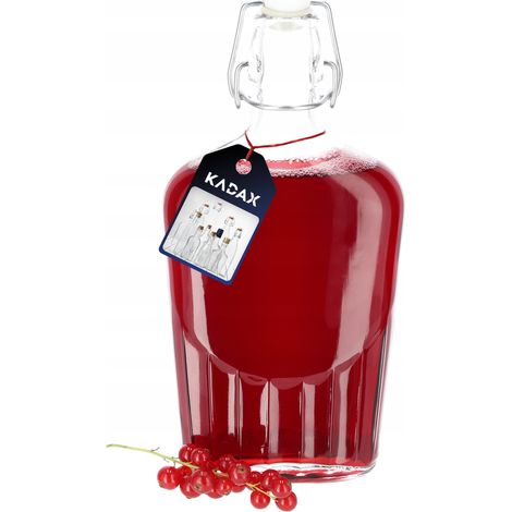 KADAX Obstlikörflasche mit Bügelverschluss, Bügelflasche, vintage Glasflasche, robuste Flasche aus S
