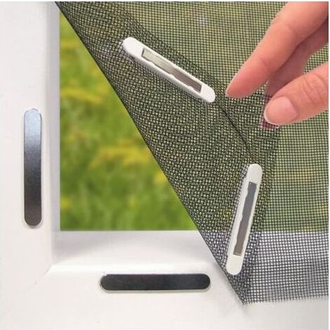 Fixation magnétique innovante pour moustiquaires les moustiquaires jusqu'à 150 x 130 cm peuvent être découpées sur mesure sans perçage ni vissage Fixé avec 16 aimants [noir] (1/5)