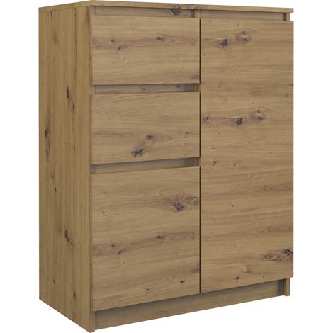 Cómoda moderna artesanal de roble - 2 puertas, 2 cajones - Para sala de estar, dormitorio, habitación infantil (1/3)