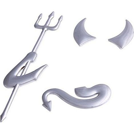 Autocollant Sticker Voiture Diable, Argent (1/4)