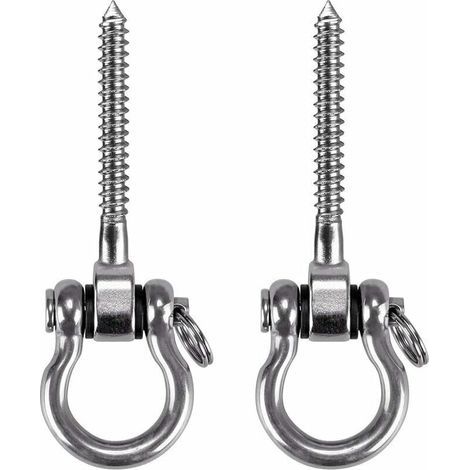 2 Pièces Crochet a Visser, Acier Inoxydable 304 Robuste 180° Crochet Plafond pour Aire de Jeux Intérieure Extérieure Yoga, Hamac ,Corde, Balançoire, Suspendue Chaise, Sac de Boxe , Max 450kg (1/5)