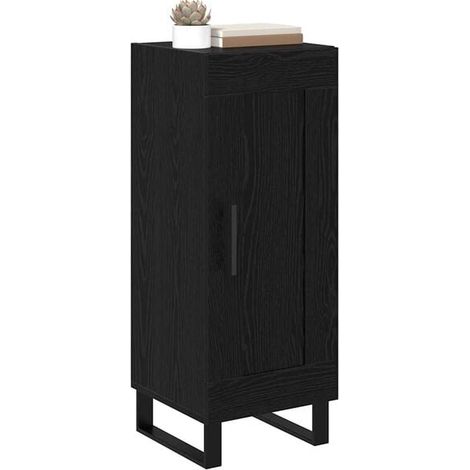 Buffet de Rangement Style Chêne Noir, Meuble de Cuisine en Bois d'Ingénierie et Fer Forgé, Armoire de Stockage 34.5 x 34 x 90 cm (1/5)